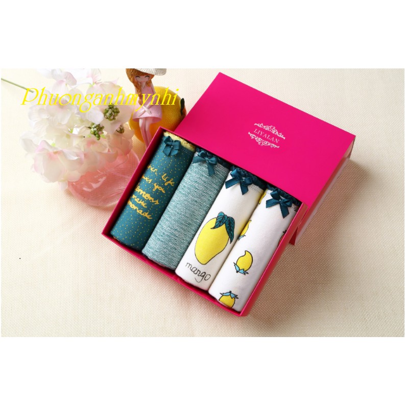 Set 4 cái quần lót nữ cotton trái xoài vàng