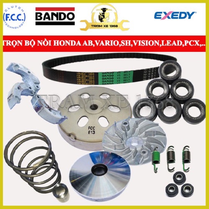 Trọn bộ nồi trước sau 10 món chính hãng như hình cho xe Airblade 110, AB 125 150, Vairo, Pcx, SH, Vision, Lead, Click