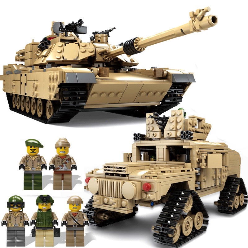 Bộ đồ chơi lắp ráp lego xe tăng M1A2 Abrams biến hình Hummer 1463 mảnh ghép giúp trẻ thông minh sáng tạo