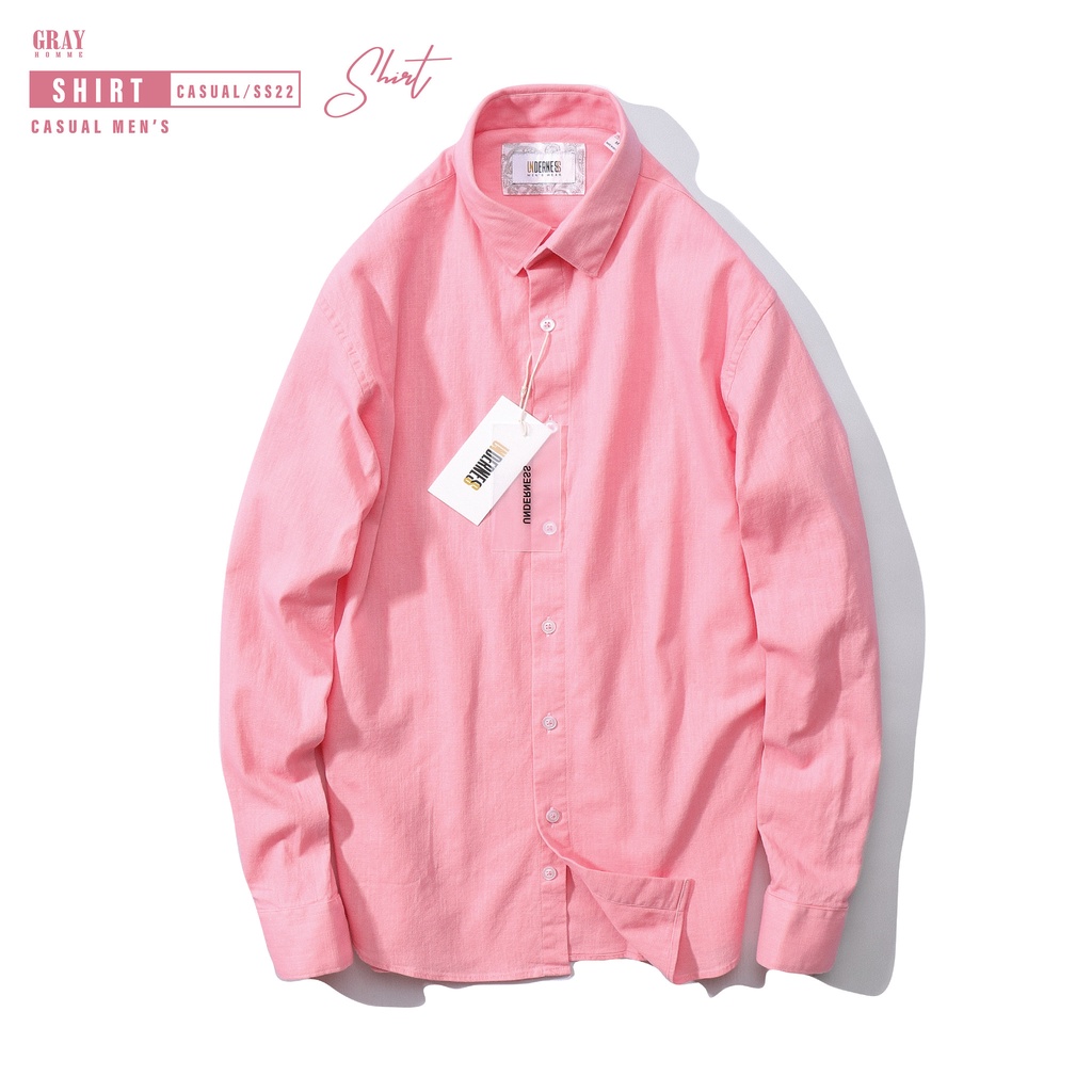 Áo sơ mi nam GRAYHOMME linen dài tay trơn chất vải đũi cùng gam màu dễ phối đồ - TB106