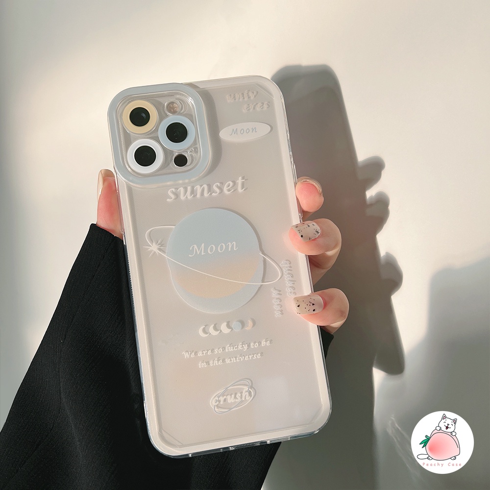 Ốp điện thoại TPU mềm họa tiết hoàng hôn trên mặt trăng thời trang cho iPhone 13 11 12 Pro Max X Xs Max Xr 7 8 Plus