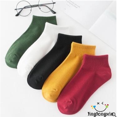 Set 5 đôi vớ cotton trơn màu thời trang dành cho nữ