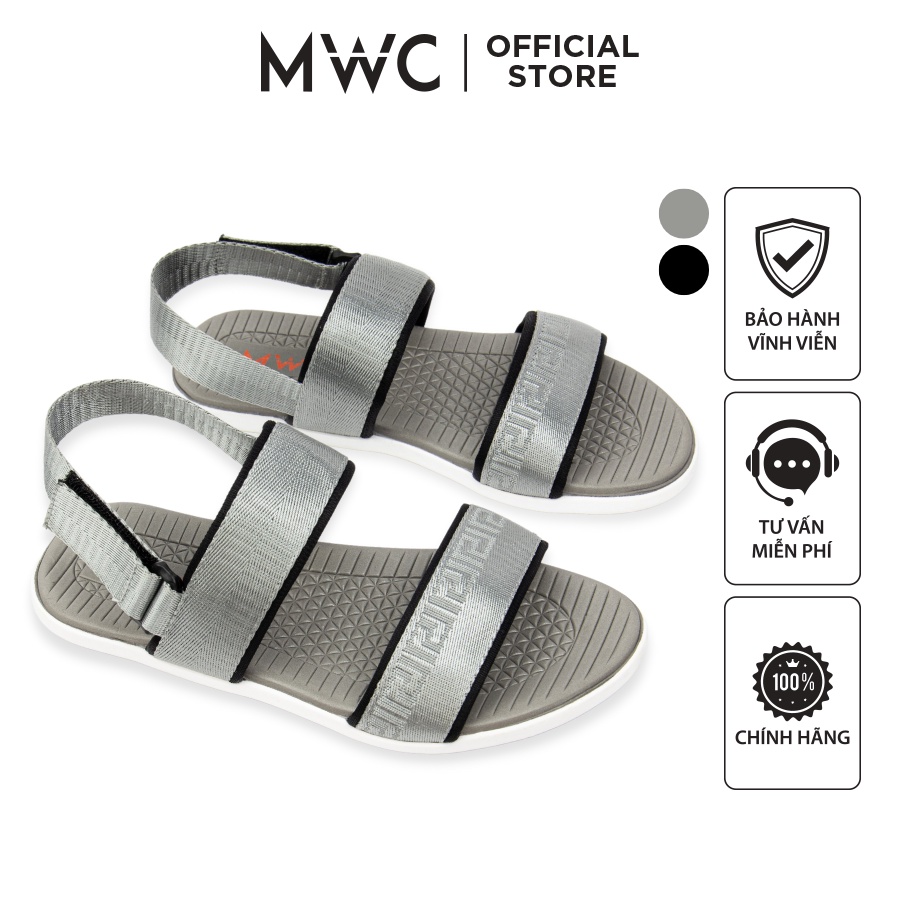 Giày MWC 7048 - Giày Sandal Nam, Sandal Quai Ngang 2 Màu Đen Xám Cá Tính