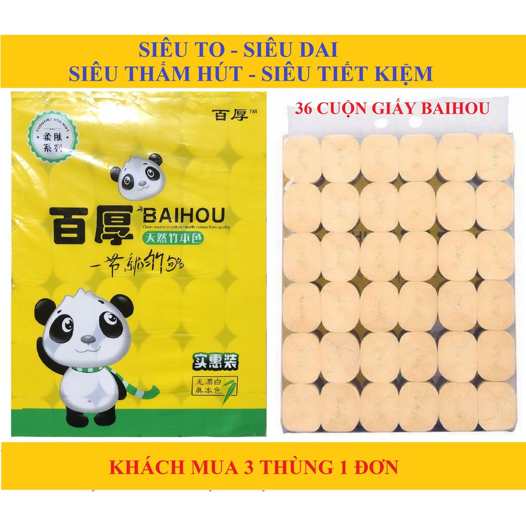 [SỈ ]GIẤY VỆ SINH CUỘN BAIHOU 36 CUỘN[NỘI ĐỊA][BÁN SỈ BÁN LẺ]