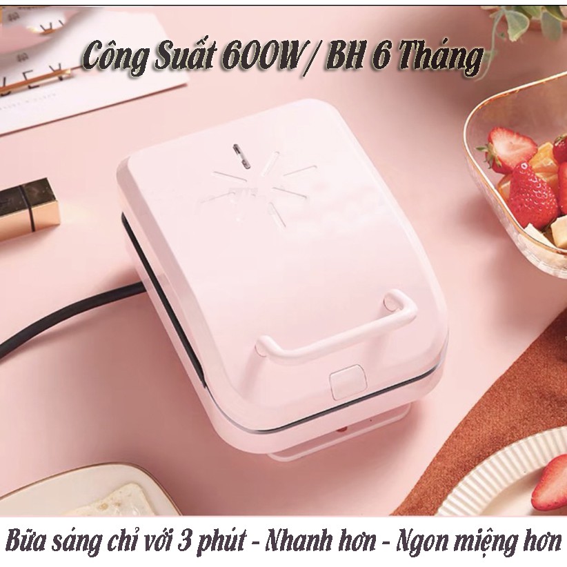 Máy Kẹp Nướng Bánh Mì Mini, Ép Sandwich, Rán Trứng, Làm Đồ Ăn Sáng, Nướng Thịt 2 Mặt Đa Năng - BH 6 Tháng