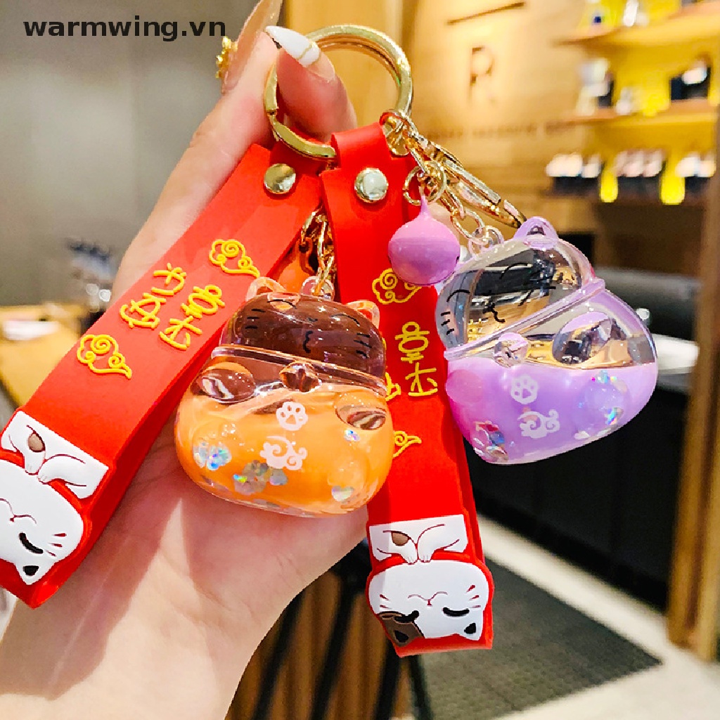 Móc Khóa Hình Mèo May Mắn Trong Suốt Sáng Tạo