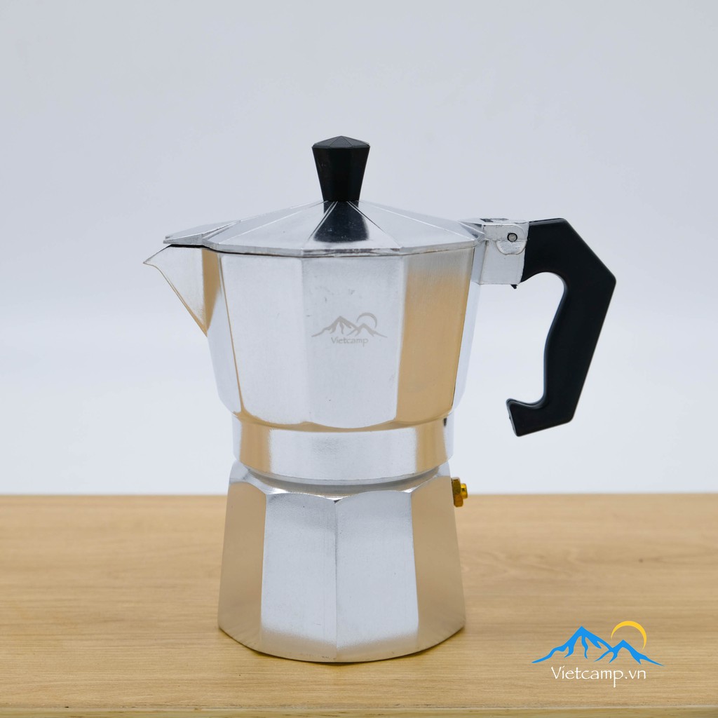 Bình đun cafe Espresso siêu tốc Moka Pot - 150 ml nước - 15 gram cafe - Màu bạc - Chất liệu nhôm - Pha được 5 shot