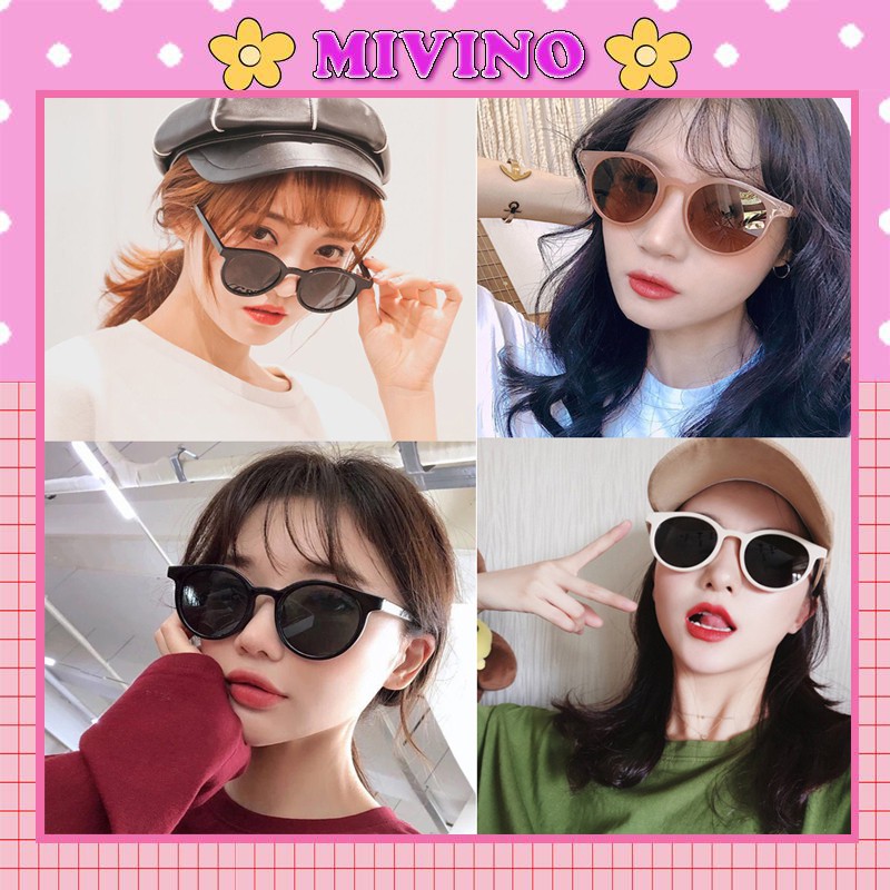 Kính mát Mivino kính râm nam nữ gọng tròn chống tia UV KM13