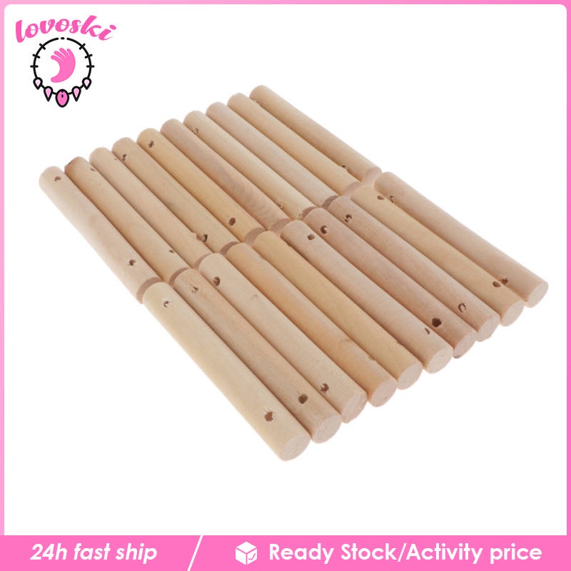 [Lovoski] Set 20 Que Gỗ Tròn Tự Nhiên Làm Mô Hình Thủ Công Có Đục Lỗ