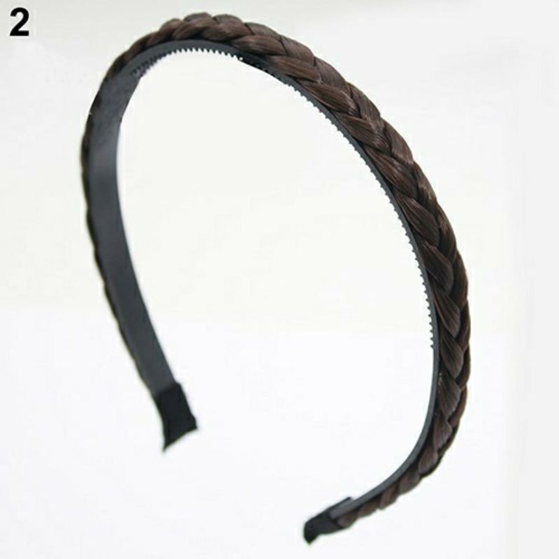 Bờm cài tóc thắt bính bản màu nâu/đen (1cm/1.5cm/2.5cm)
