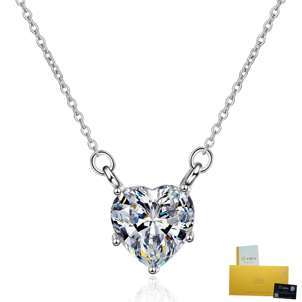 Vòng cổ Mặt Trái Tim Đính Đá Pt950 Platinum 10 * 10