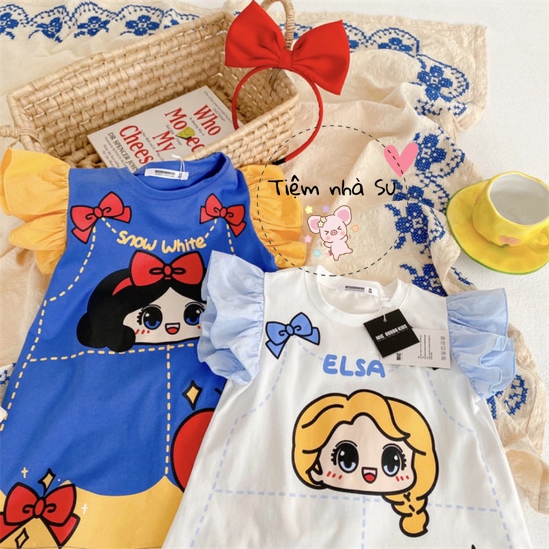 Váy bé gái - Váy suông in hình công chúa Bạch Tuyết / ELSA cho bé gái  - TIỆM NHÀ SU