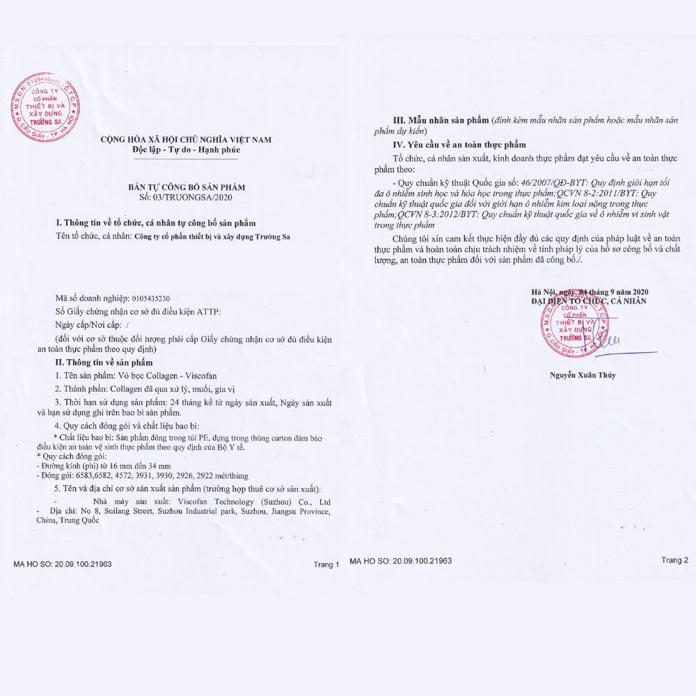 Combo 3 Cuộn Vỏ Xúc Xích Collagen Viscofan Mã NDXC Dày Dặn Đảm Bảo Vệ Sinh An Toàn Thực Phẩm Hàng Chuẩn