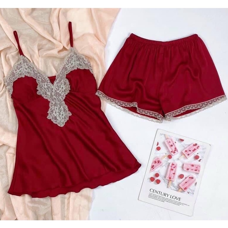 Đồ ngủ 2 dây phối ren có mút ngực gợi cảm mặc nhà chất lụa satin mềm mại thoáng mát Freesize - CN012 CINY | BigBuy360 - bigbuy360.vn