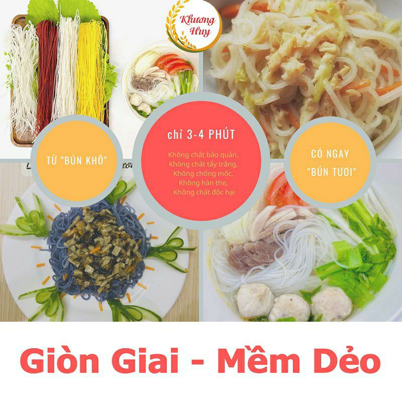 Bún khô sạch Khương Huy giòn, dai, mềm, dẻo, không nát, không bở - Gói 300gr - Bún sạch