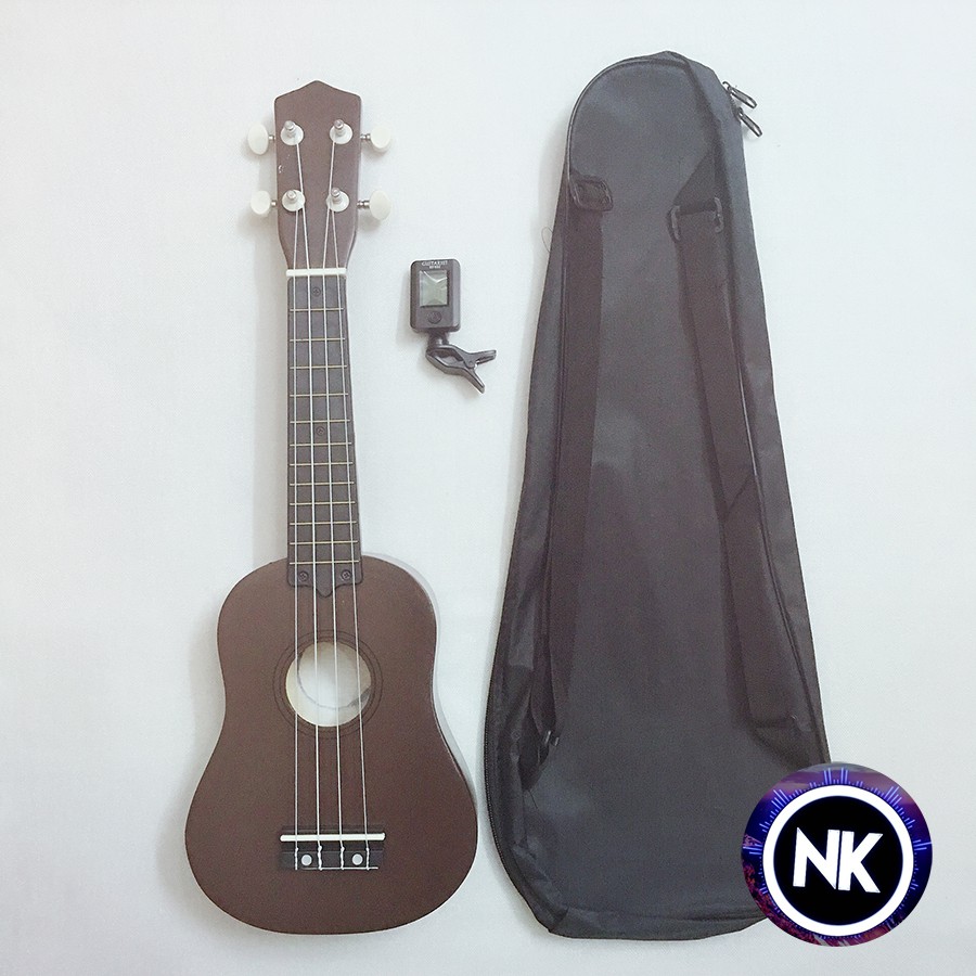 Gói Ukulele Soprano trơn nhiều màu + Bao vải + Máy lên dây - Có Sẵn