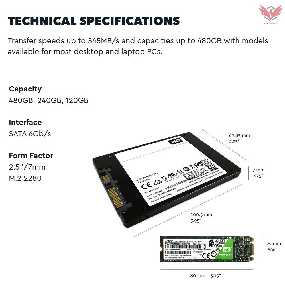 Fir WD Green 120GB PC SSD SATA 6GB/s M.2 2280 Solid State Drive (WDS120G2G0B)