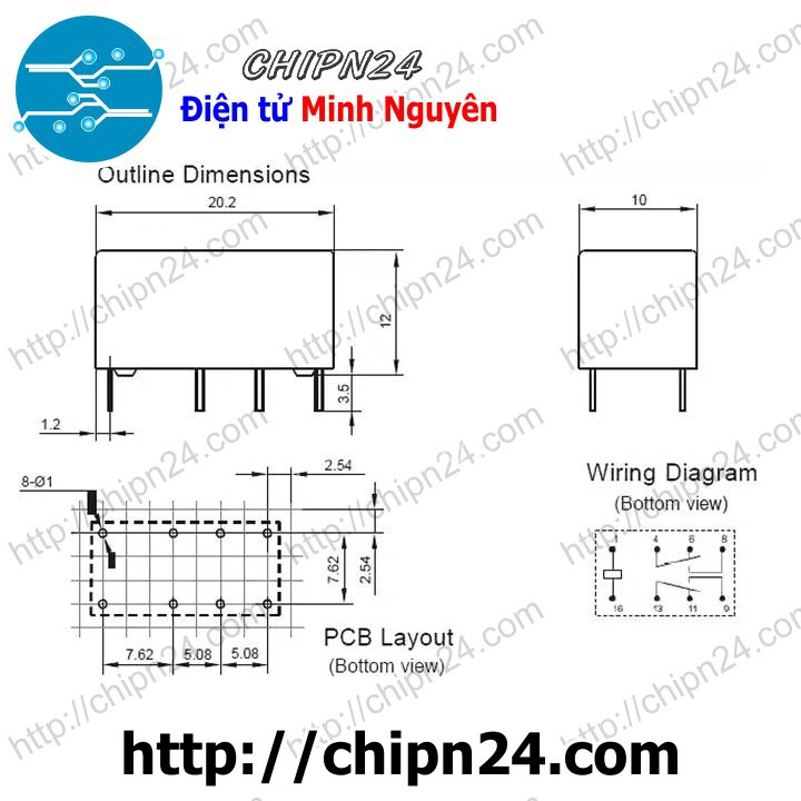 [1 CON] RELAY 8 CHÂN 3V-1A HK19F-DC3V-SHG (8P3V1A)