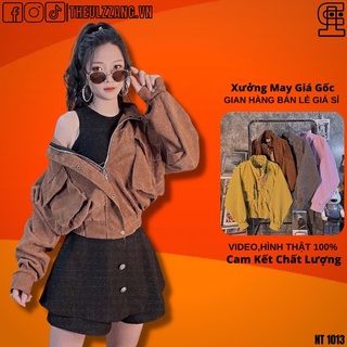 Áo khoác nam nữ nhung tâm quảng châu form rộng cánh dơi 2 khoá chuẩn hàng unisex CỔ CAO 2 TÚI HỘP - NT1013