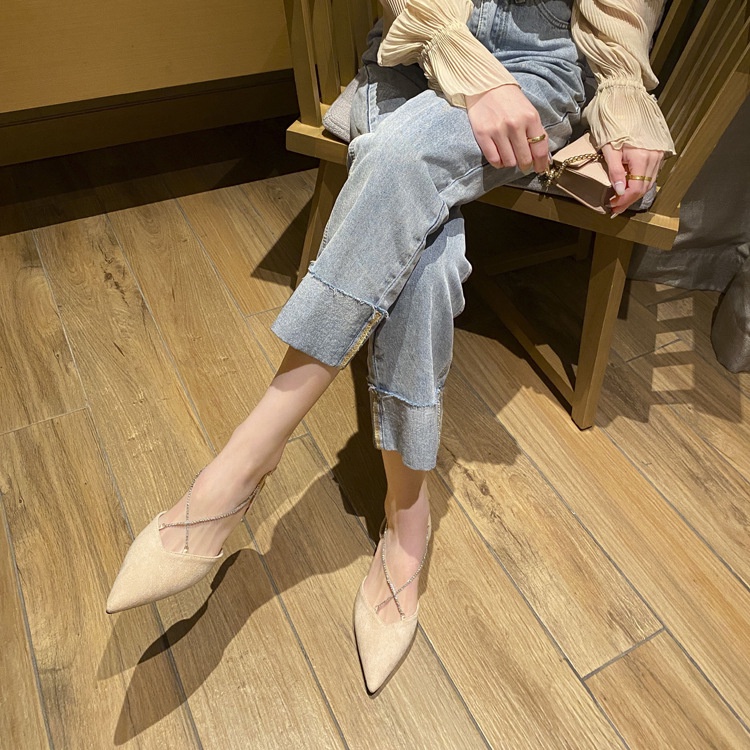 Sandanl cao gót bít mũi dây đá 9 phân UYÊN OLIVER SHOES mã Q172