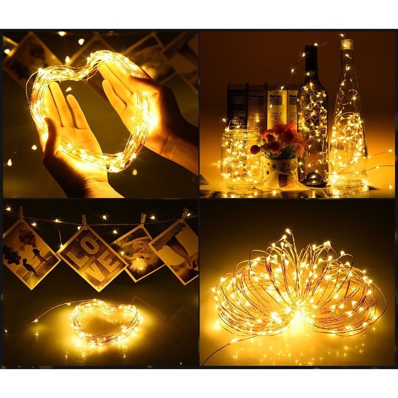 Đèn Led Trang Trí Đom Đóm Fairylight 2 Mét, Nhấp Nháy Và Đứng Yên, Decor Hộp Quà, Giỏ Hoa, Decor Nhà, Quán