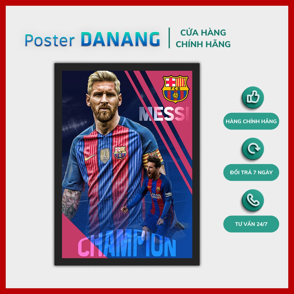 25 MẪU Khung ảnh treo tường Mặt Kính POSTER BÓNG ĐÁ MESSI BARCELONA size 24cm x 35cm - 35x45