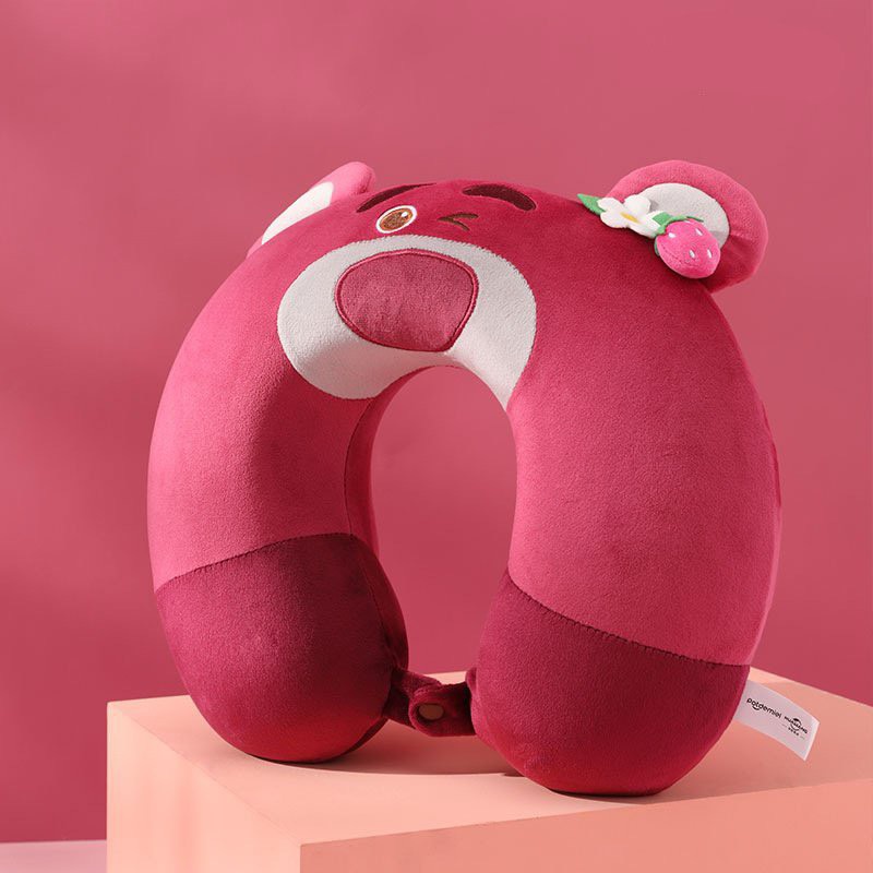 Gối kê cổ hình chữ U - Hiệu gấu dâu LOTSO chống mõi cổ, hạt xốp đàn hồi cao cấp, tiện lợi