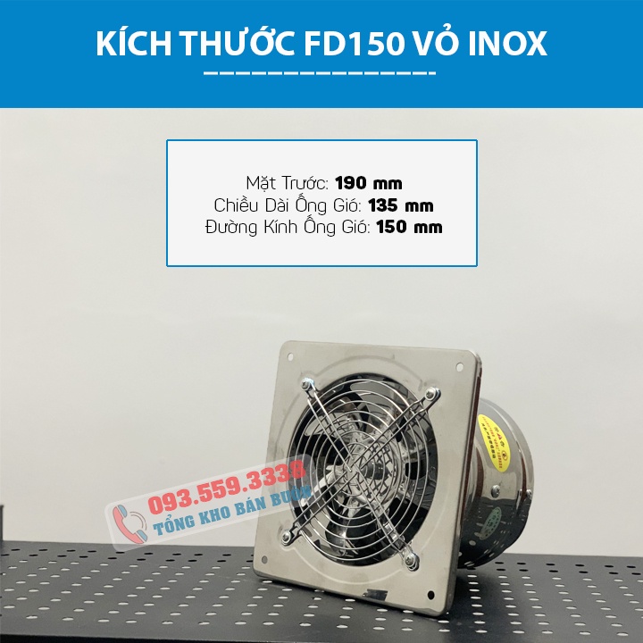 [ Vỏ Inox Cao Cấp ] Quạt Thông Gió, Quạt Hút Mùi nhà Bếp, Nhà vệ Sinh FD150 - FD200 - Hút Gió Cao Cấp - Lõi Đồng