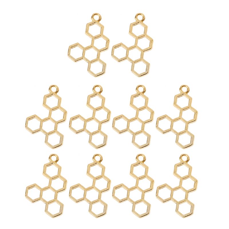 Bộ 10 Mặt Vòng cổ Resin Hình Tổ Ong Màu Vàng Dùng Làm Trang Sức DIY