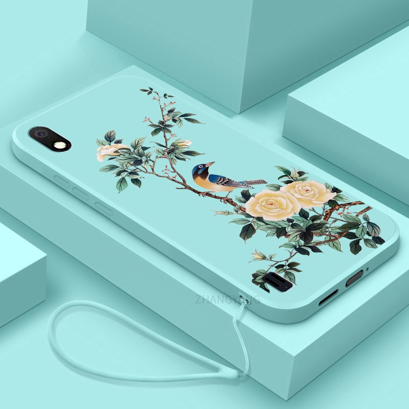 Ốp Điện Thoại TPU Mềm Họa Tiết Hoa Và Chim Có Dây Đeo Cho Samsung a10