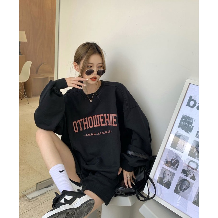 Set Hoodie Nỉ Bông Kèm Quần Trơn Nữ 🌸Bộ đồ hoodie dày dặn from rộng,dây rút