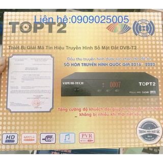 Đầu thu DVB T2 TOP T2 Chính Hãng -Truyền Hình Số Mặt Đất DVB-T2 miễn phí