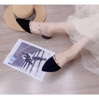 Sục nữ sục nhung mũi nhọn đính đinh đế 2cm