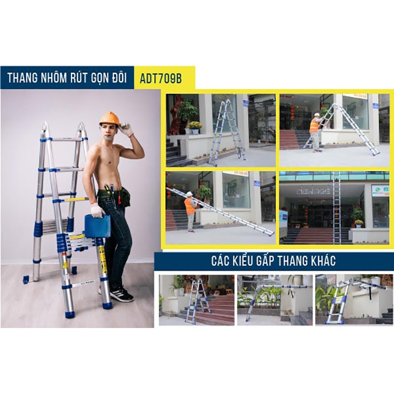 Thang nhôm chữ A rút gọn ADVINDEQ ADT709B