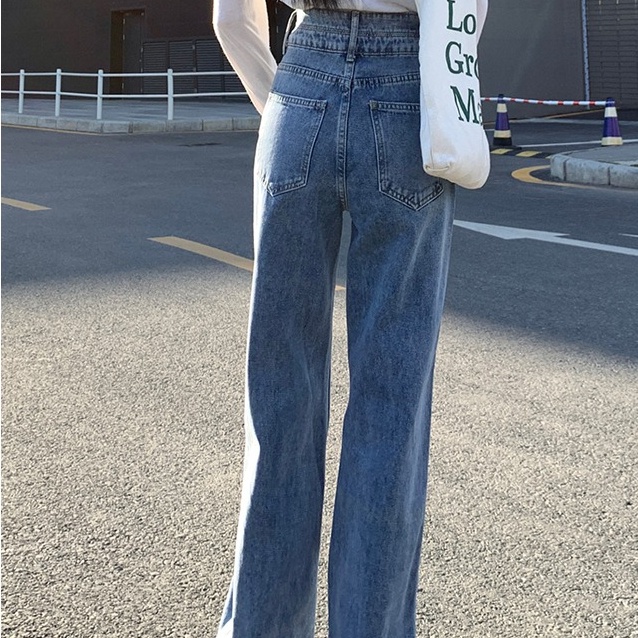 Quần Jeans Nữ Lưng Cao Ống Rộng Thời Trang Hàn Quốc