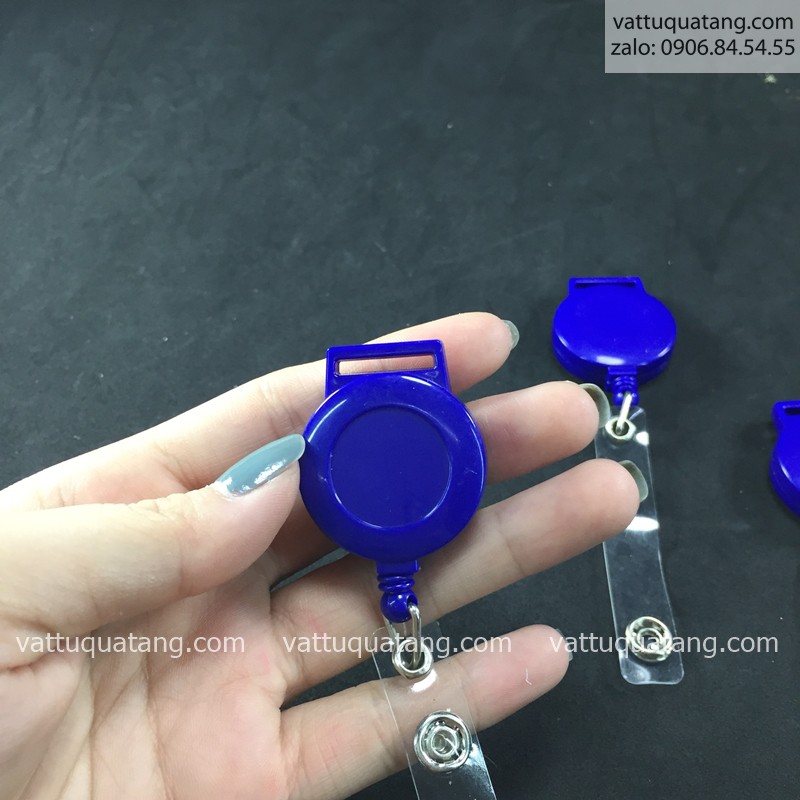 KẸP THẺ ĐEO BẢNG TÊN RÚT TRƠN - XANH DƯƠNG