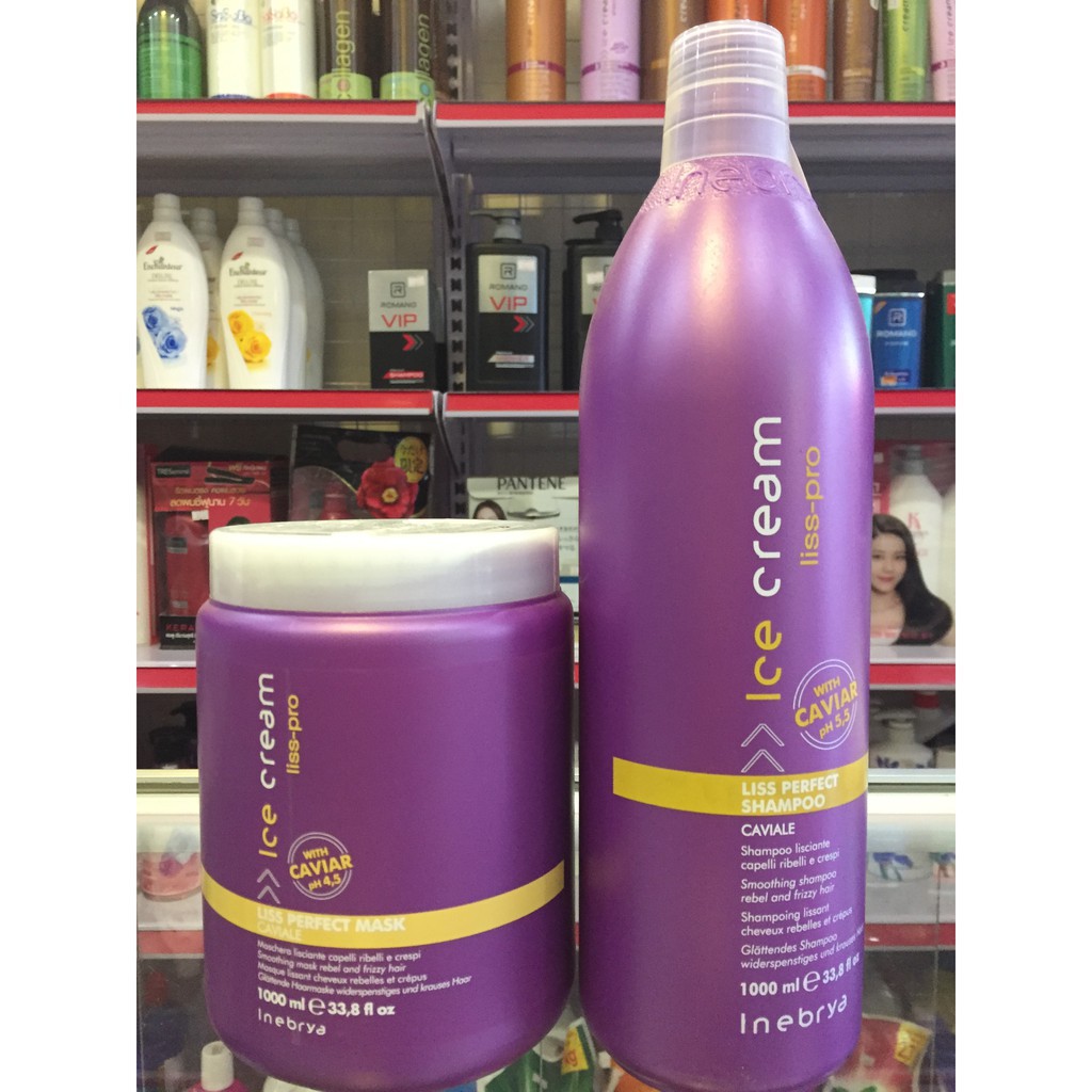 DẦU HẤP TÓC INEBRYA ICE CREAM LISS PRO SUÔN MƯỢT 1000ML