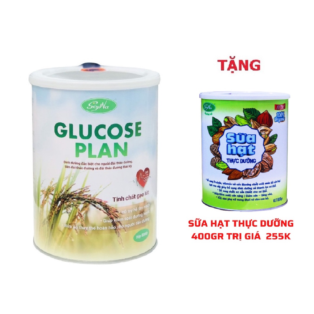 Sữa Cho người tiểu đường - Sữa Glucose Plan  SoyNa- Bữa ăn thay thế hoàn hảo cho người đái tháo đường - hộp 800g