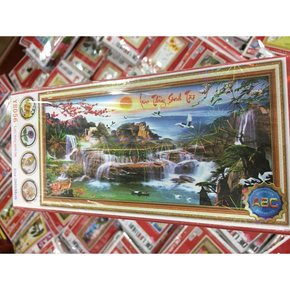 Tranh đính đá phong cảnh Lưu thủy sinh tài Y8054 Y8055 Y8056 A633