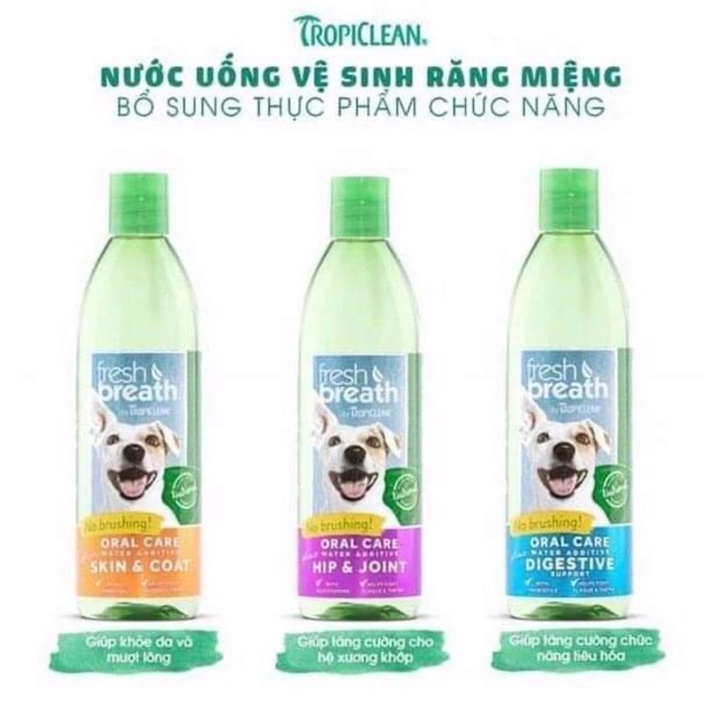 Nước vệ sinh răng miệng TropiClean 473ml cho Chó Mèo - TropiClean Fresh Breath Oral Care Water Additive