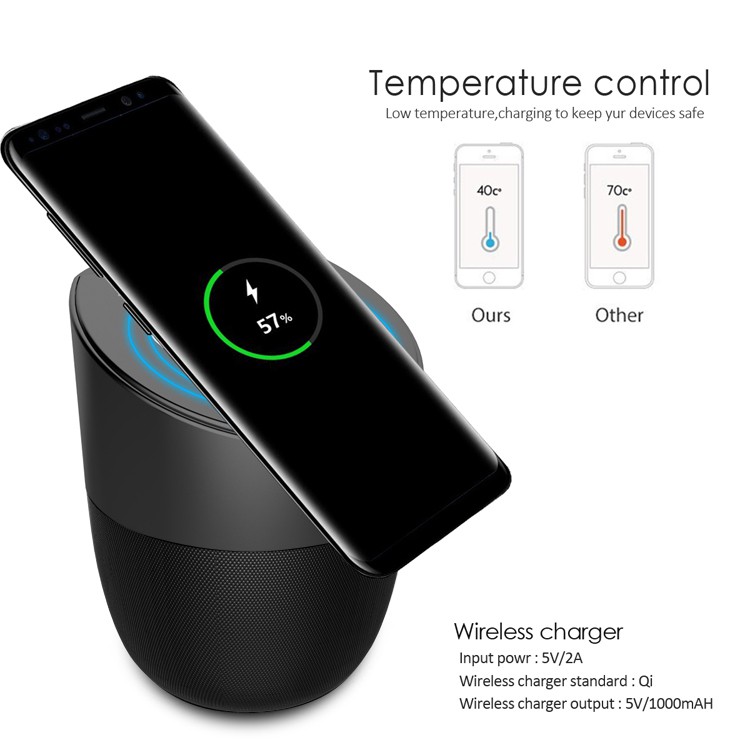 Loa bluetooth kiêm sạc không dây dùng làm giá đỡ điện thoại dung lượng pin 4000m bảo hành 1 năm WX018 sạc không dây