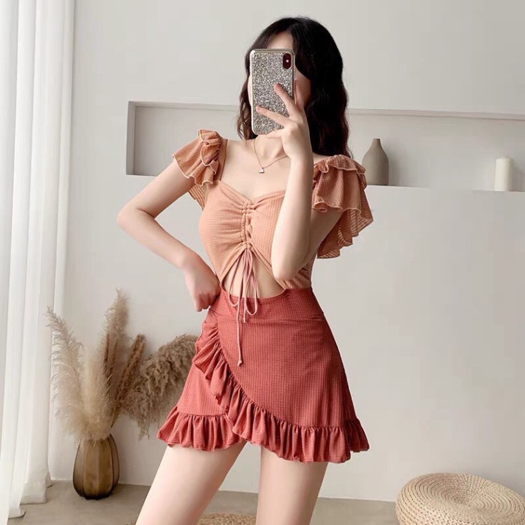 Bikini Đi Biển Dạng Váy Kín Đáo LUHAZO Cao Cấp ulzzang Quảng Châu  2 Mảnh 0351 C-8
