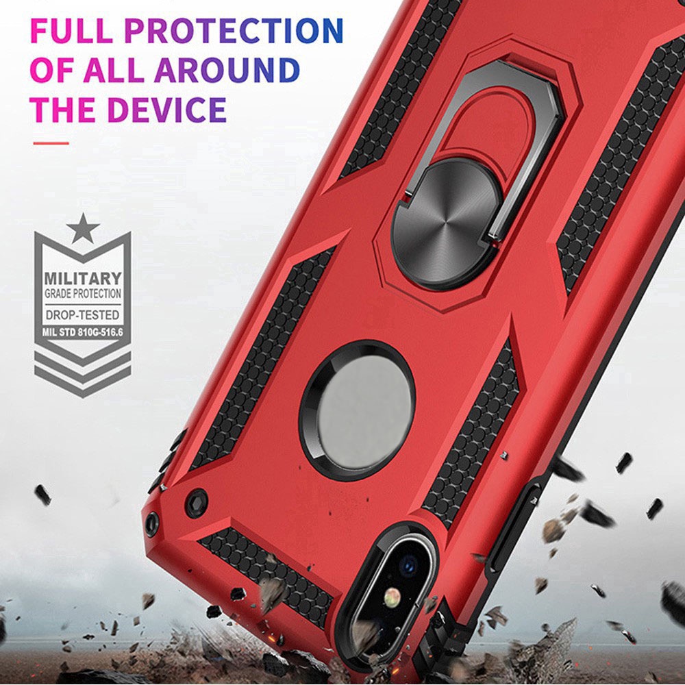 Ốp điện thoại kiểu giáp kèm giá đỡ nhẫn từ tính sang trọng cho iphone 11 Pro Max SE 2020 7 8 6 6S Plus X XR XS Max