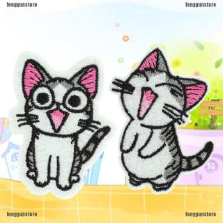 Set 2 sticker ủi thêu hình mèo dễ thương