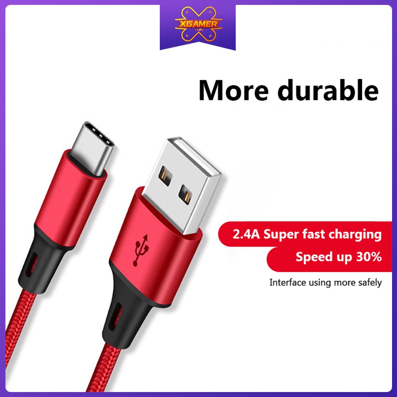 [Ready Stock] XGamer Three In One Data Cable Weaving 1.2M USB Super Fast Charge For Apple IPhone Type C Android