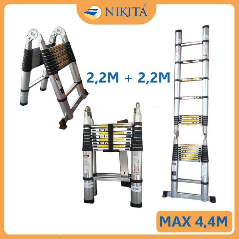 Thang nhôm Rút Đa Năng 4,4M - Chính Hãng NIKITA - Bảo Hành 12 Tháng