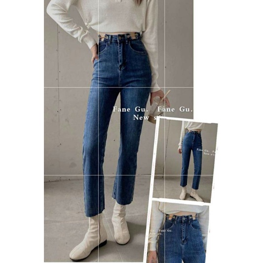 Quần jean suông xích cạnh hàng QCL1