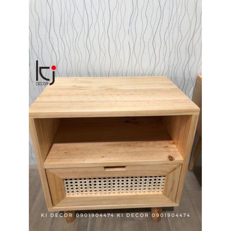 [TK001] - KỆ TỦ ĐẦU GIƯỜNG MÂY ĐAN MẮT CÁO KI DECOR SIZE 50X35X55CM | BigBuy360 - bigbuy360.vn