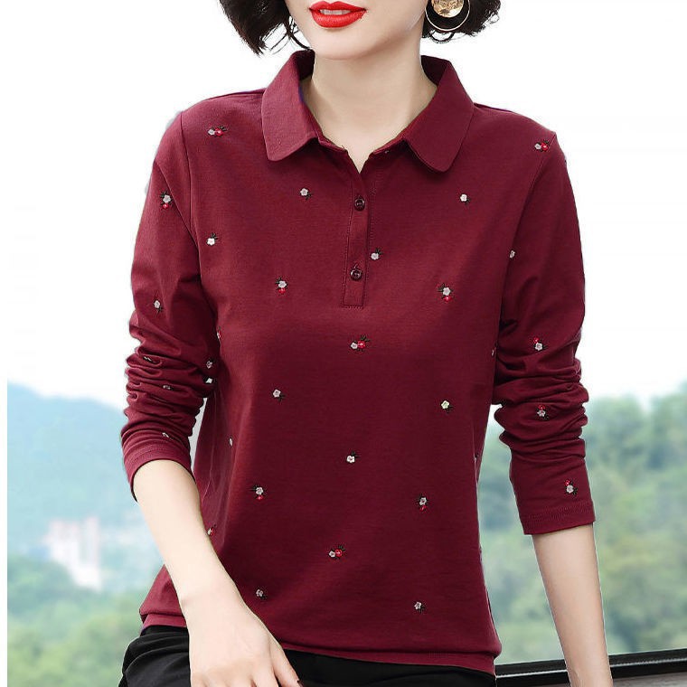 áo polo Vải Cotton Mỏng Tay Dài Dáng Rộng Thêu Họa Tiết Thời Trang Mùa Xuân Hàng Mới Dành Cho Bạn Nữ 2021  ྇