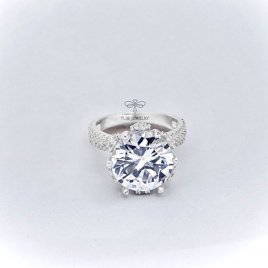 Nhẫn bạc nữ Tlee, Nhẫn hải liên hoa trụ đá cao 12li - TleeJewelry